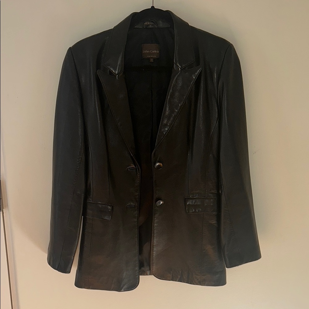 John Carlisle Black leather blazer